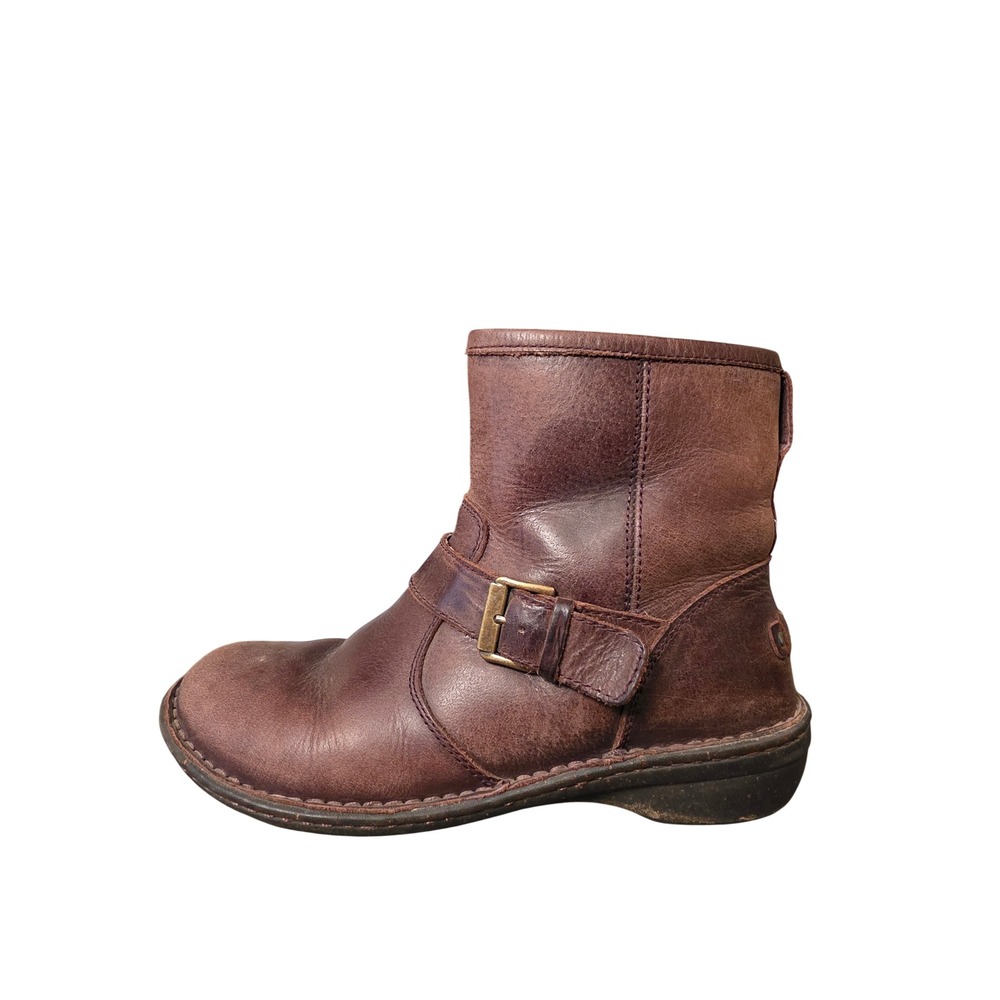 UGG Simmens Brown Leather Waterproof Moto Ankle Boots 1009177 Womens 9